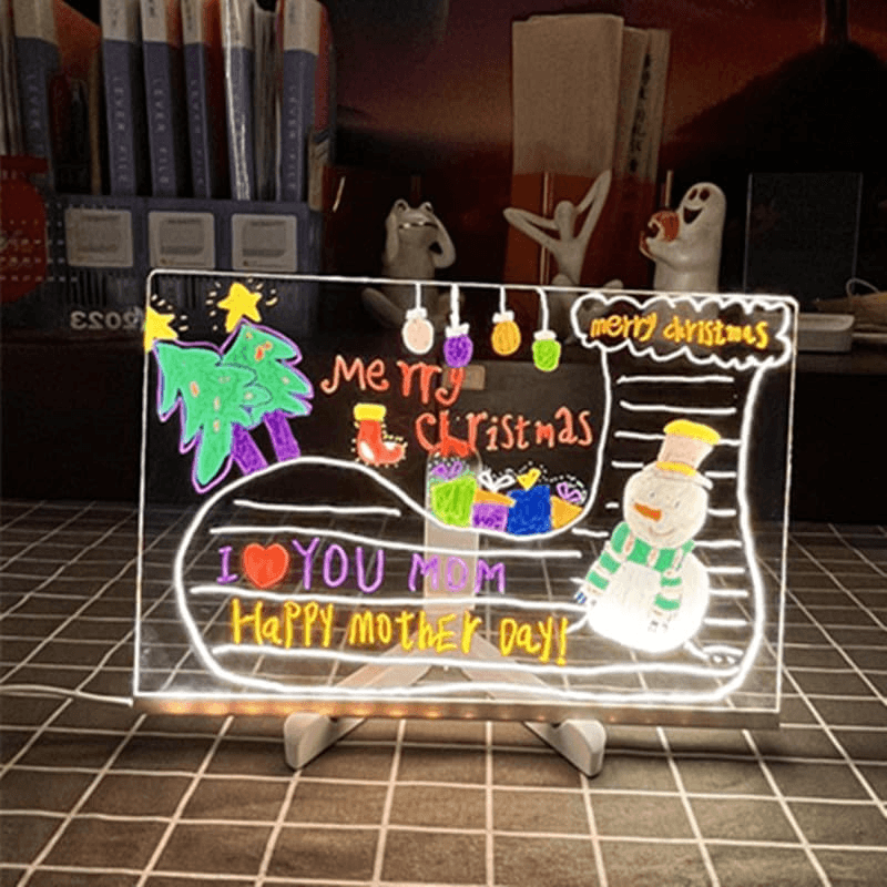 LED Writing Board, Reusable USB Light-Up Drawing Board for Kids, Cafes & Sign