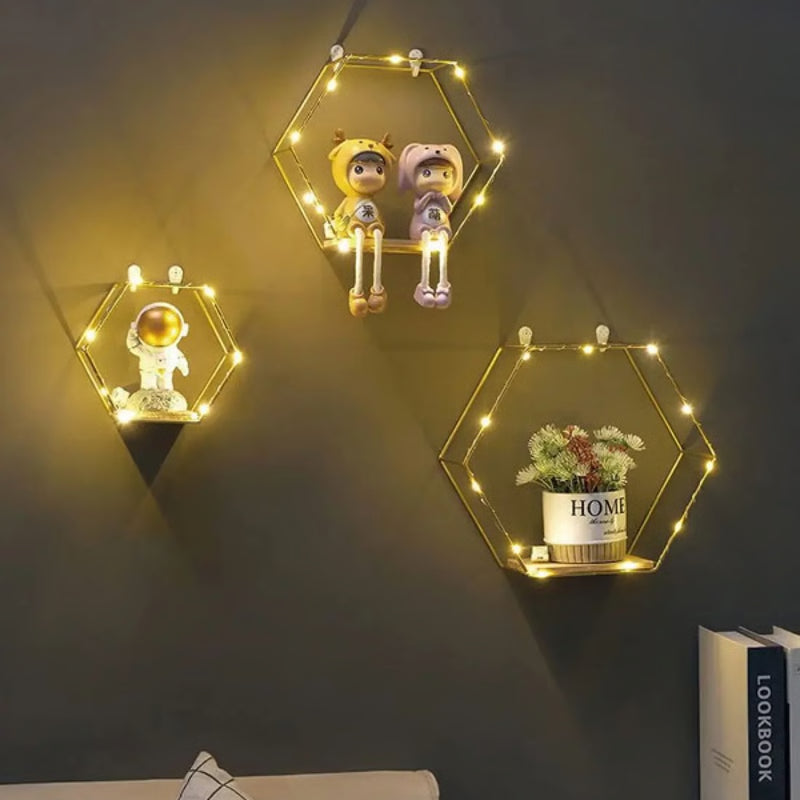 Creative Dining Room Wall Wrought Iron Hanging Shelves, Bedroom & Living Room Wall Storage for Home Decoration