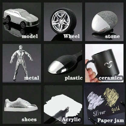 Chrome Reflective Marker Pens, Mirror Paint for Car Styling, DIY Art & Crafts, Gold & Silver Signature Markers