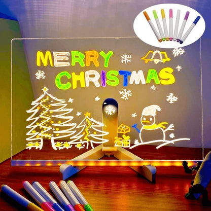 LED Writing Board, Reusable USB Light-Up Drawing Board for Kids, Cafes & Sign