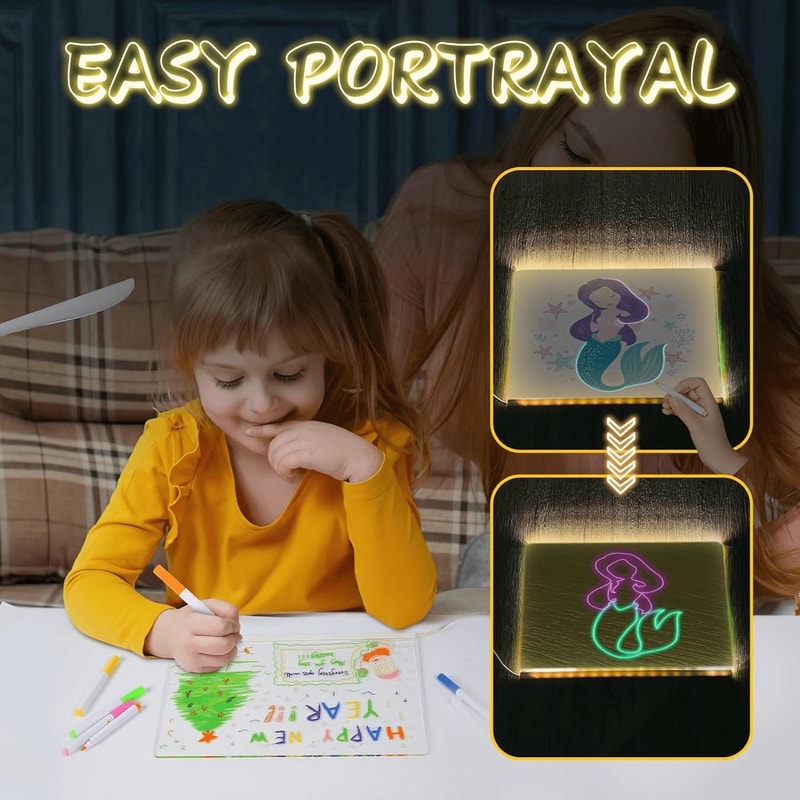 LED Writing Board, Reusable USB Light-Up Drawing Board for Kids, Cafes & Sign