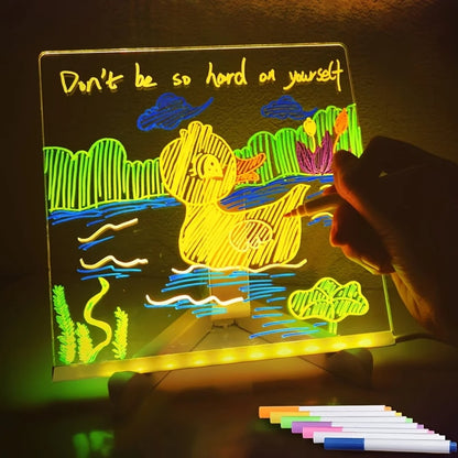 LED Writing Board, Reusable USB Light-Up Drawing Board for Kids, Cafes & Sign