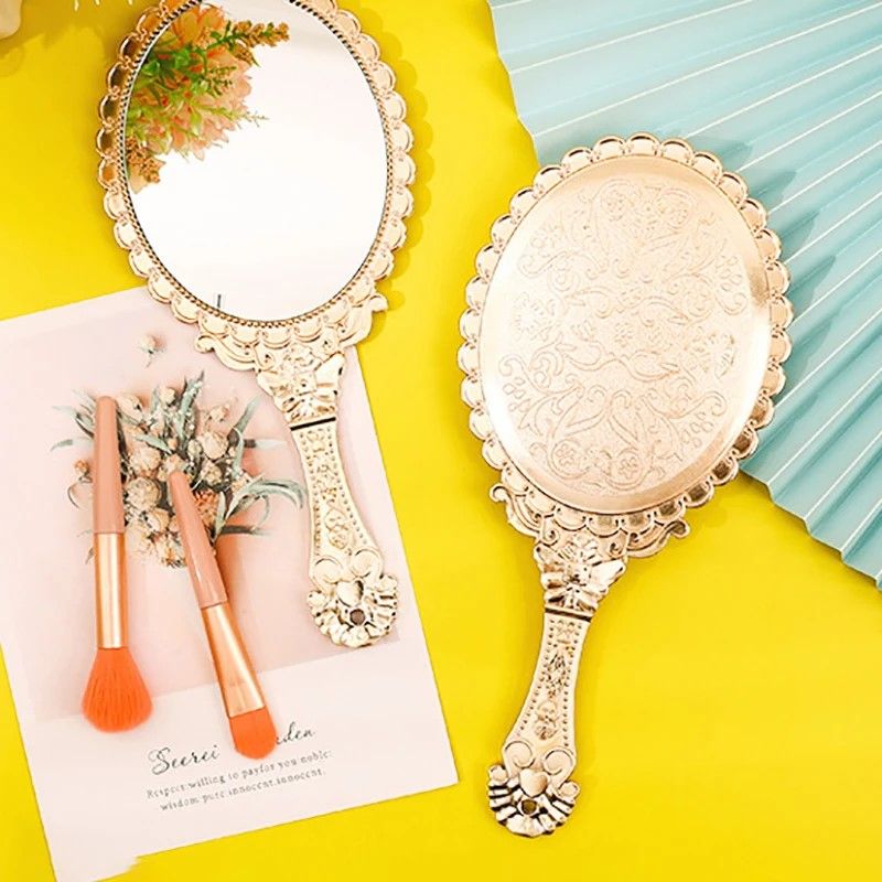 Rose Gold Vintage Handheld Mirror, Elegant Portable Vanity C | Inspire Uplift