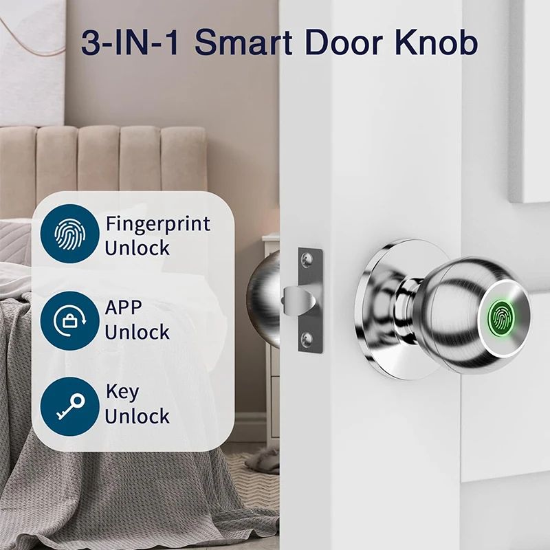 Bluetooth Door Lock Keyless Entry, Smart Fingerprint Lock for Secure Access