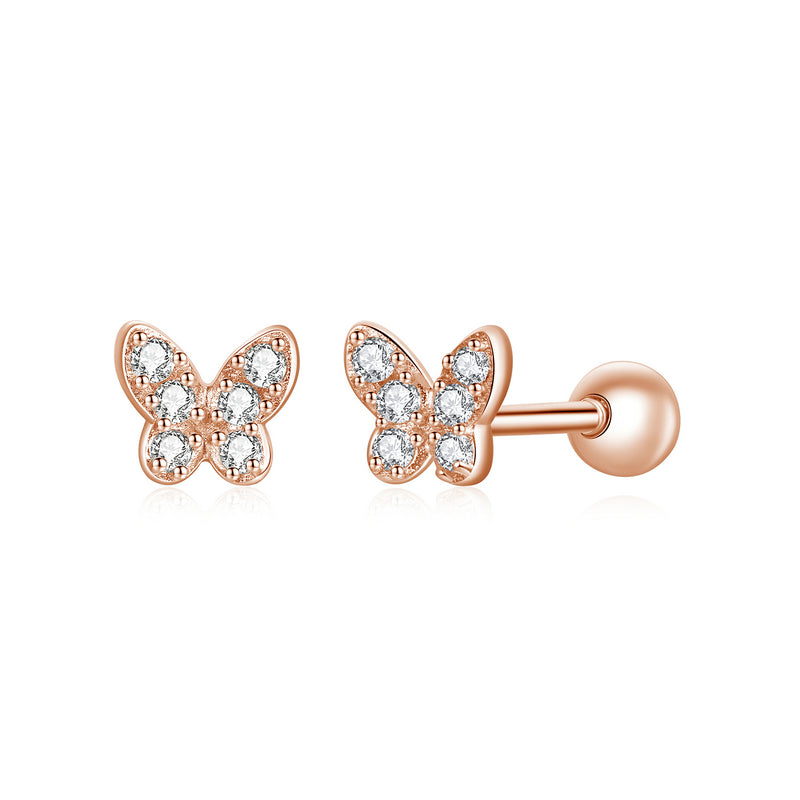 Bamoer 925 Sterling Silver Star & Butterfly Stud Earrings - Snowflake Ear Studs for Women: Fine Jewelry