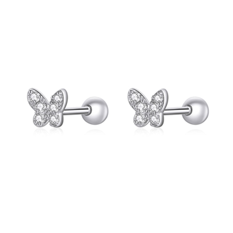 Bamoer 925 Sterling Silver Star & Butterfly Stud Earrings - Snowflake Ear Studs for Women: Fine Jewelry