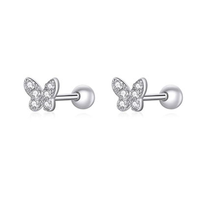 Bamoer 925 Sterling Silver Star & Butterfly Stud Earrings - Snowflake Ear Studs for Women: Fine Jewelry