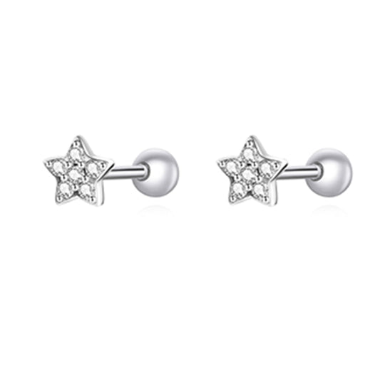 Bamoer 925 Sterling Silver Star & Butterfly Stud Earrings - Snowflake Ear Studs for Women: Fine Jewelry
